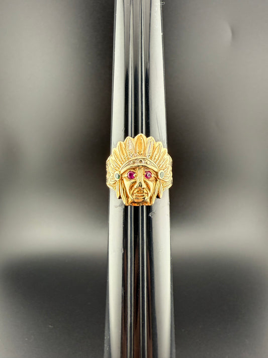 Gold 10k Indian ring Cz