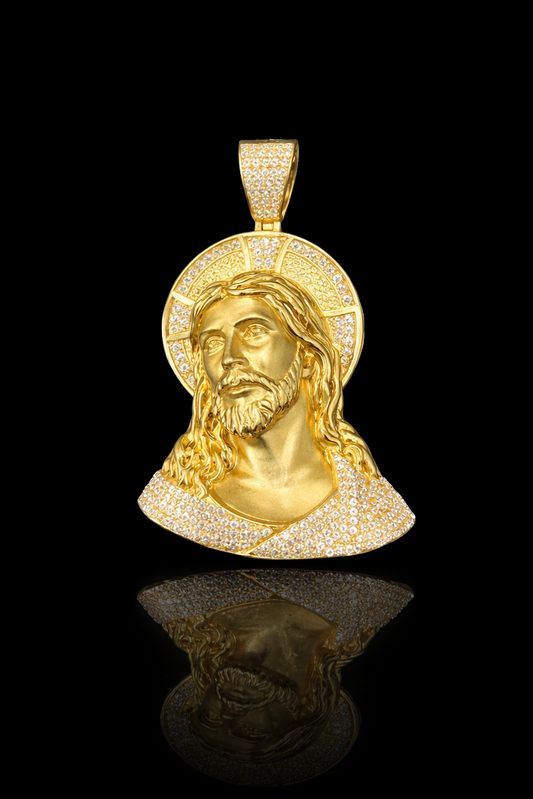 Gold 14k Jesus 3D Pendant Cz