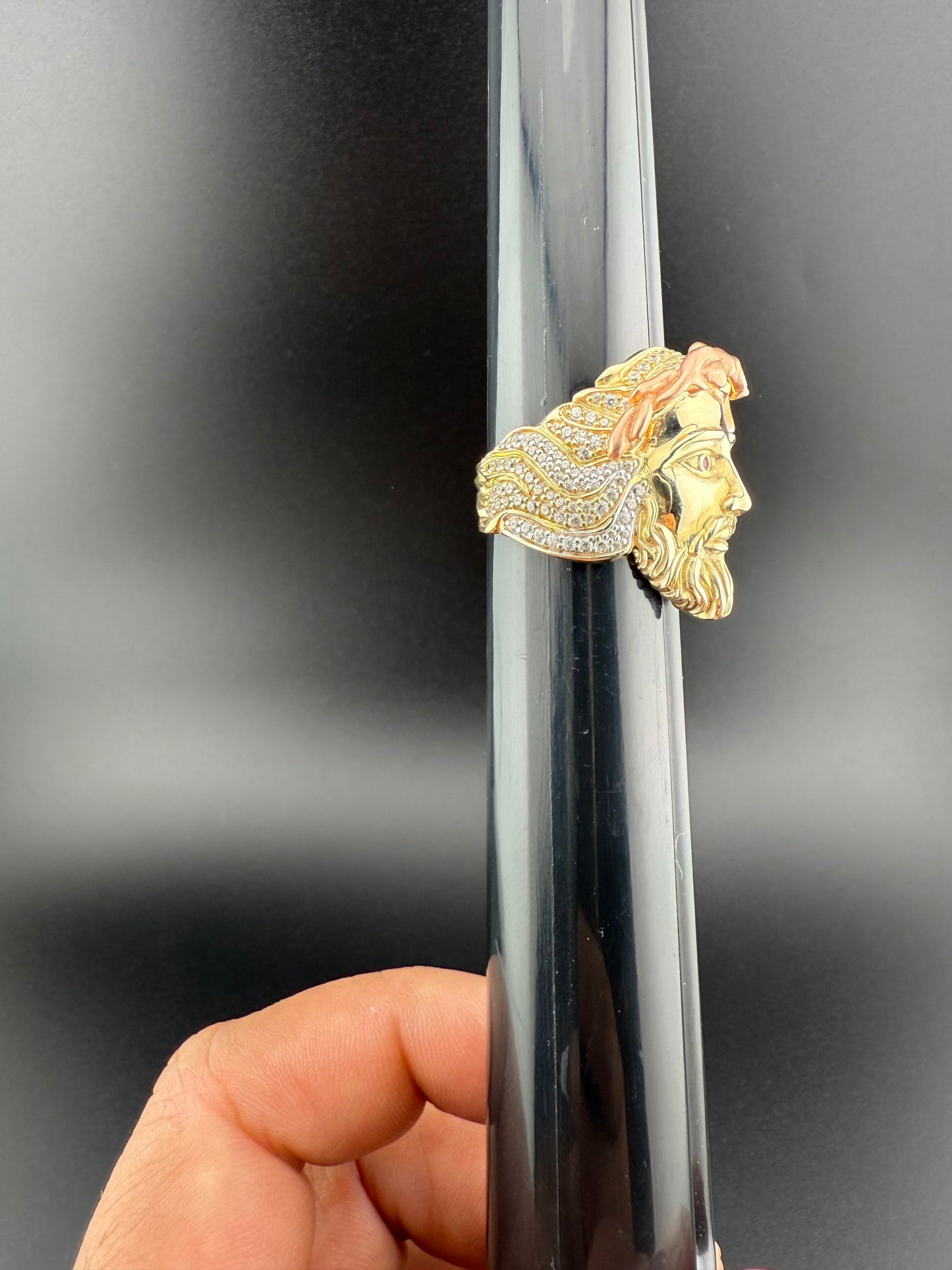 Gold 10k Jesus Ring Cz