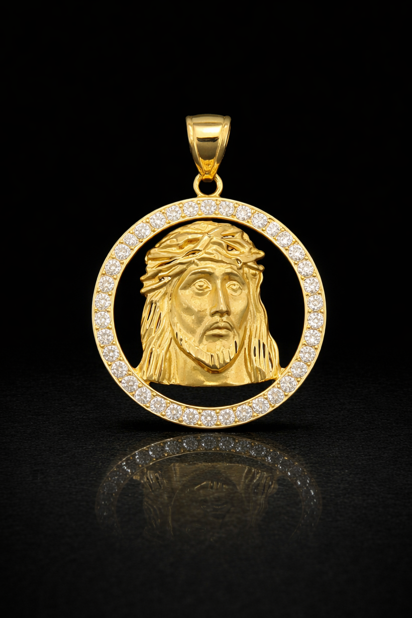 Gold 10k Jesus pendant Cz