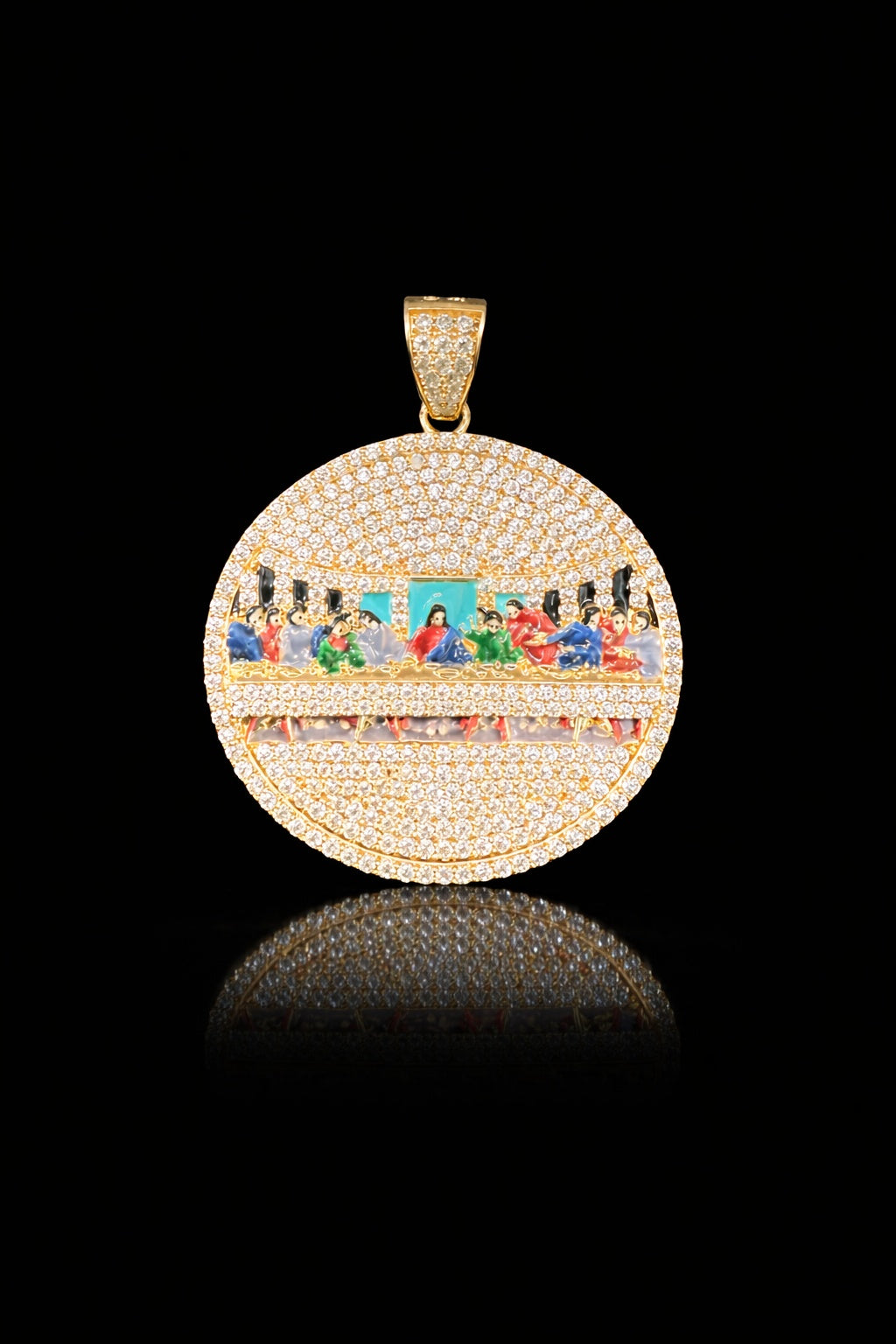 Gold 14k Last Supper Pendant Cz