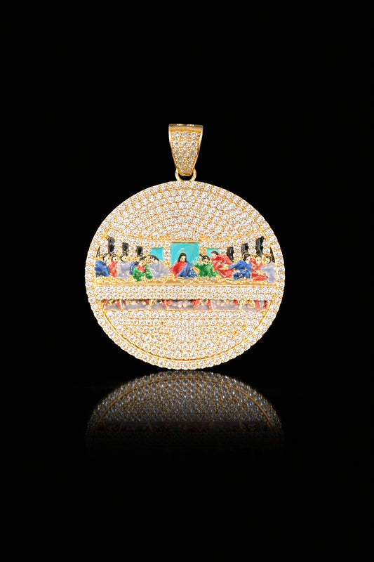 Gold 14k Last Supper Pendant Cz