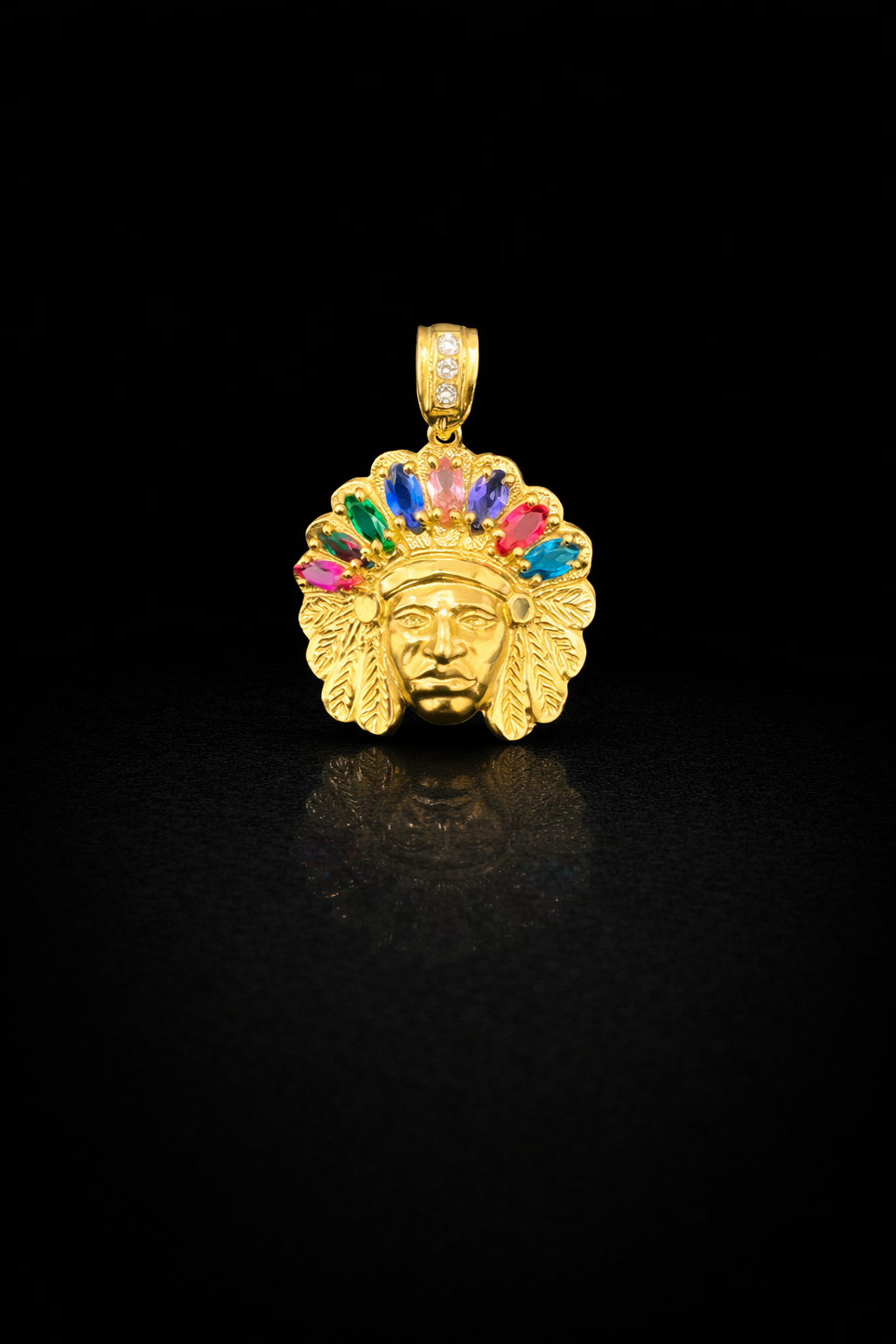 Gold 10k Indian Pendant Cz