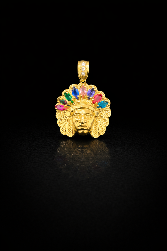 Gold 10k Indian Pendant Cz