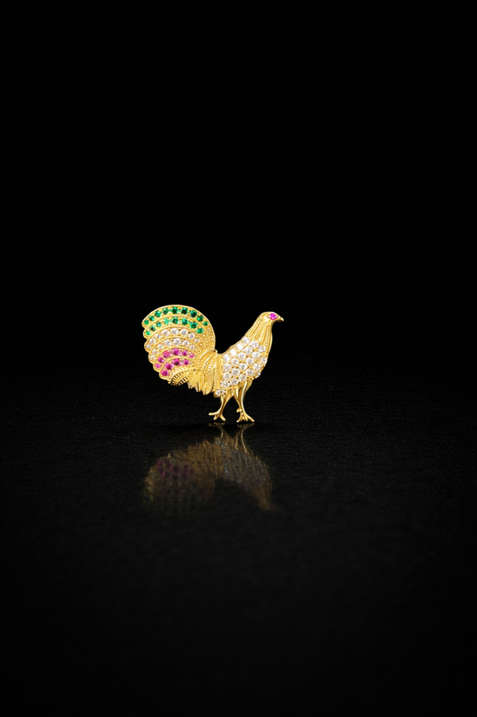 Gold 10k Rooster pendant Cz