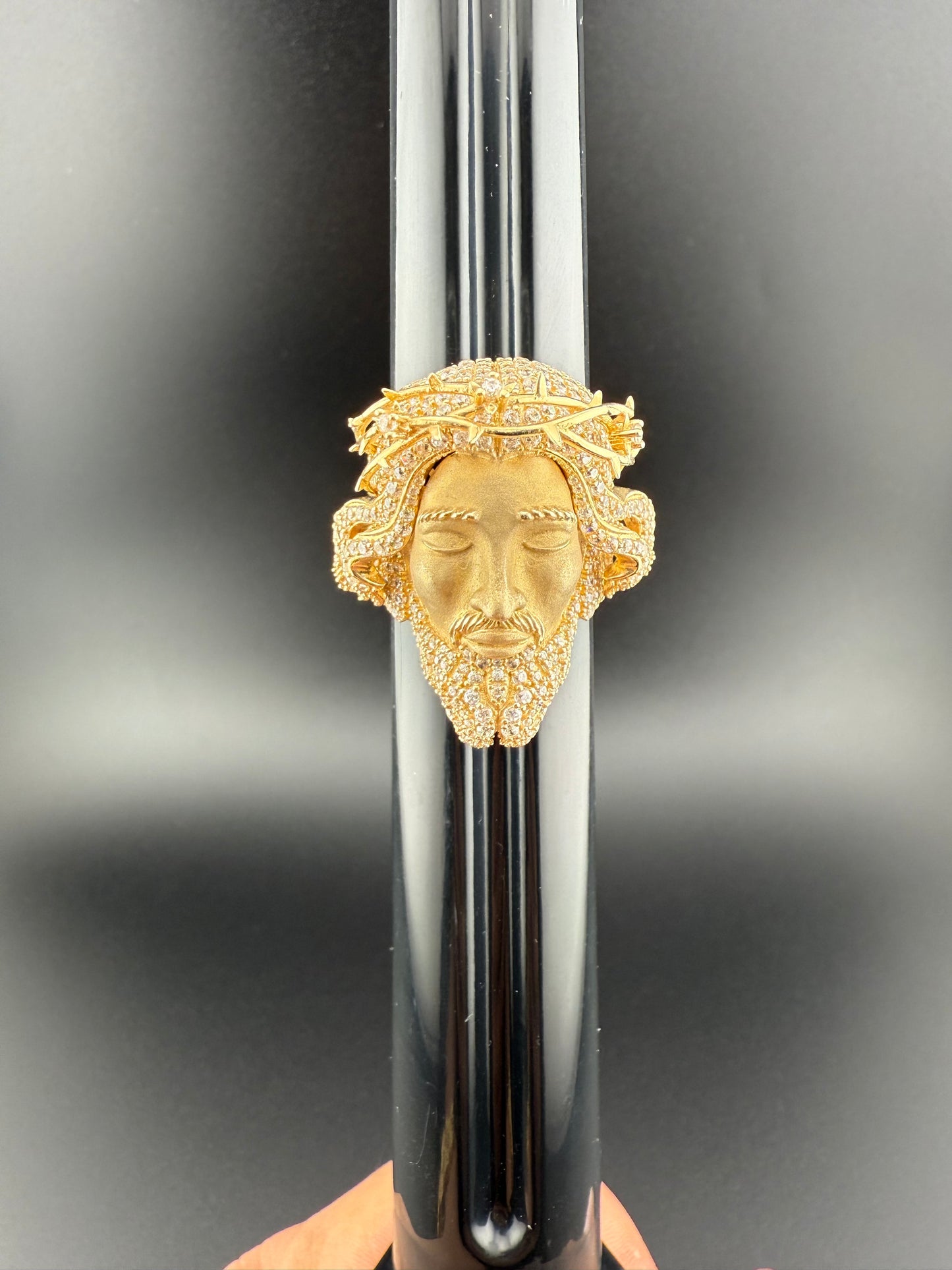 Gold 14k Jesus Ring Cz