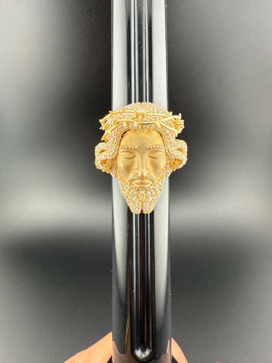 Gold 14k Jesus Ring Cz