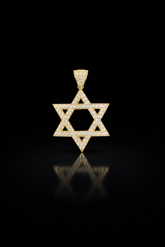 Gold 10k Pendant Estrella David Cz