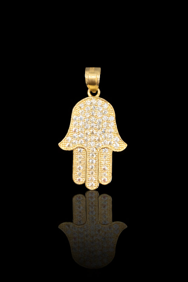 Gold 14k Mano de Fatima Cz
