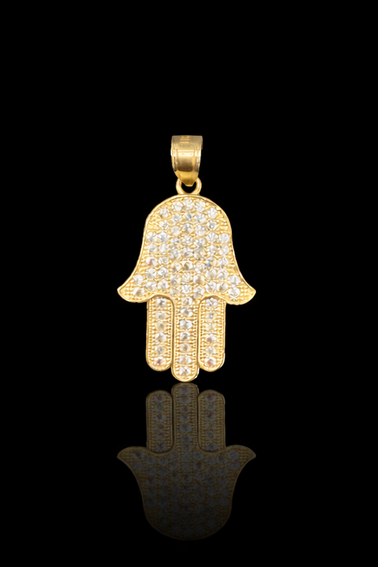 Gold 14k Mano de Fatima Cz