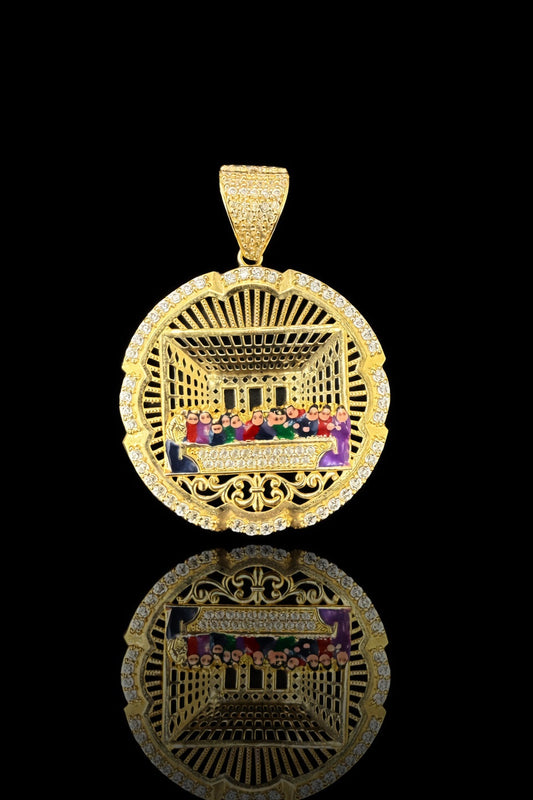 Gold 10k Last Supper Pendant Cz