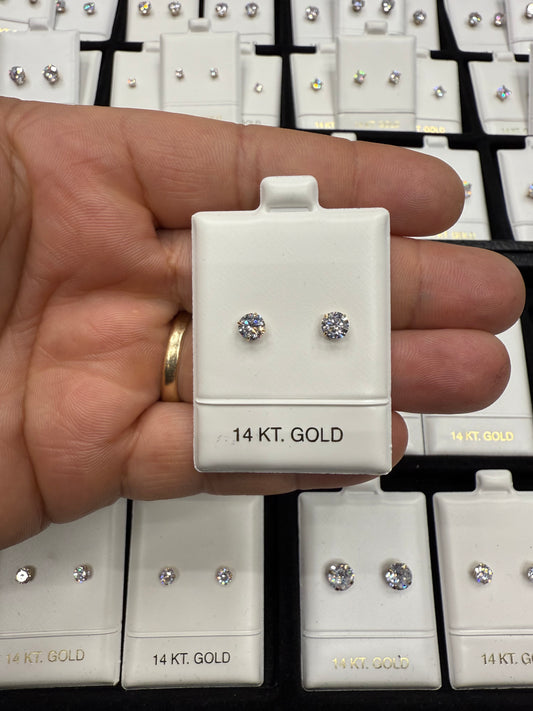 Gold 14k Earrings Cz 5mm