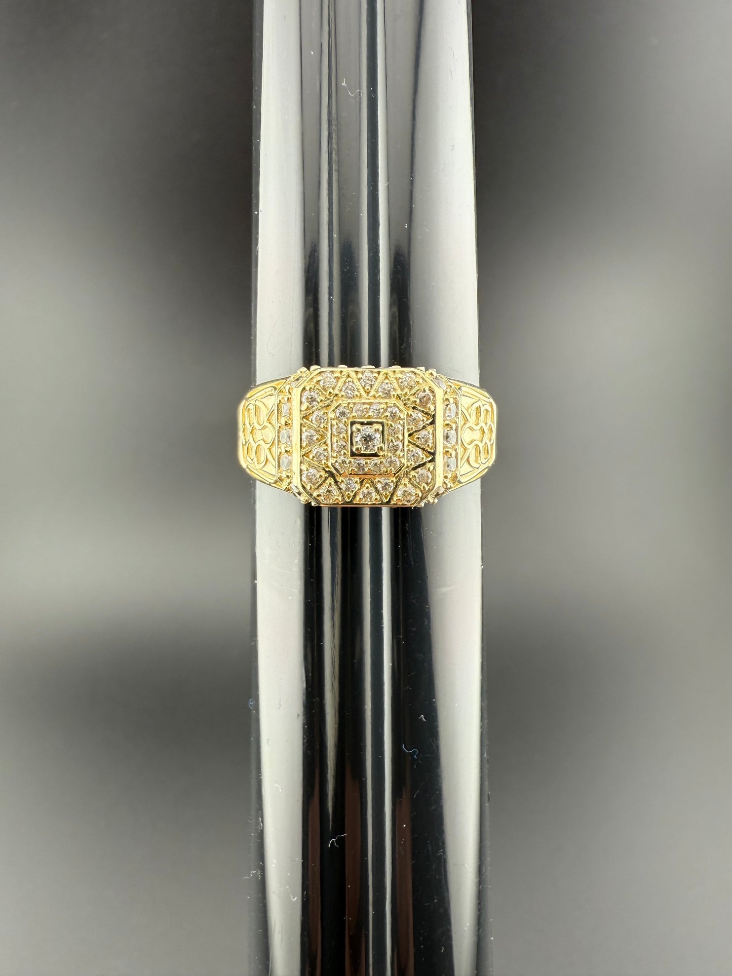 Gold 10k Mens Fancy Ring Cz