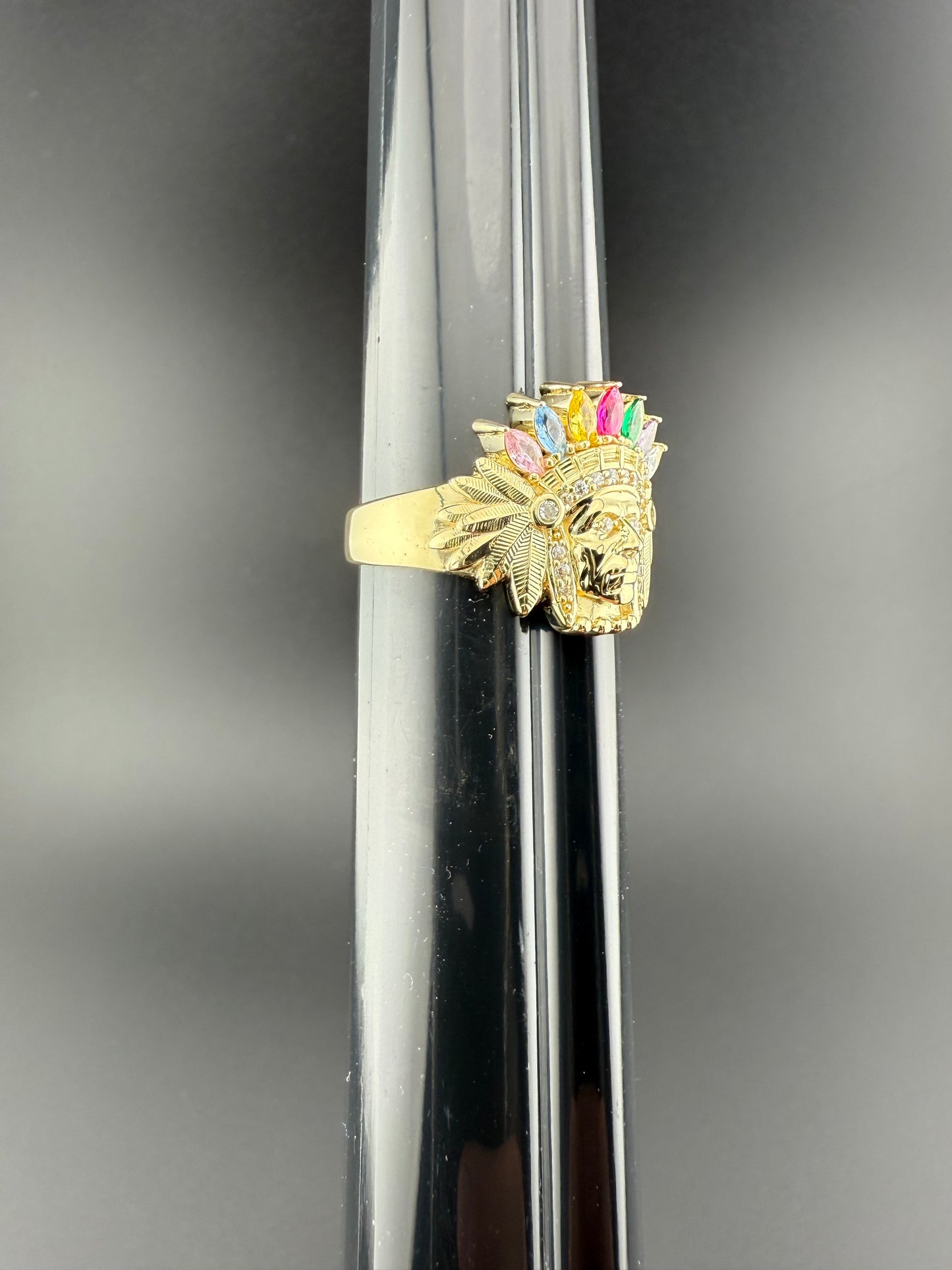 Gold 10k Indian Ring Cz