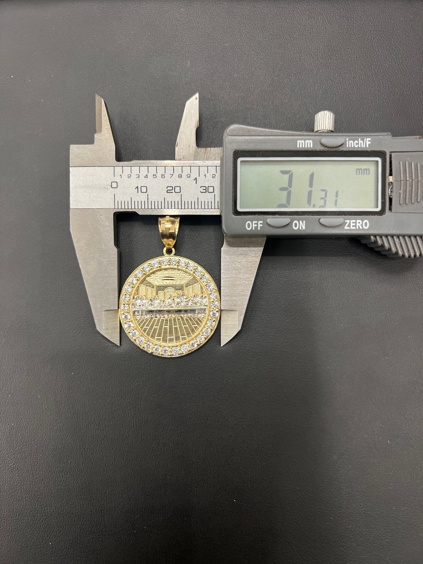 Gold 10k Last Supper Pendant  Cz