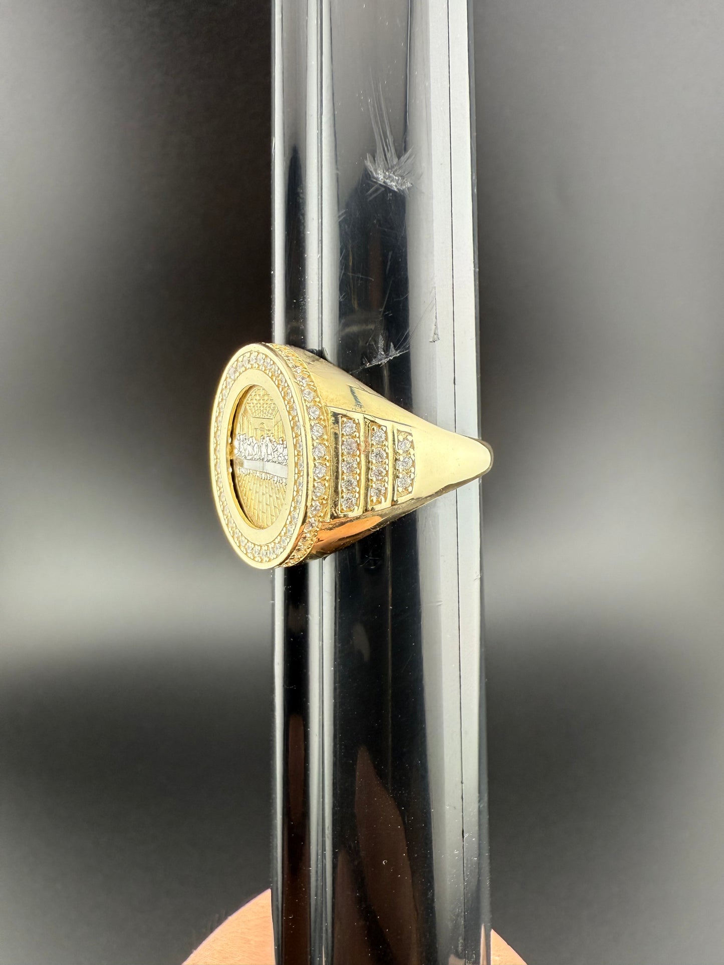 Gold 10k Last Supper Ring Cz