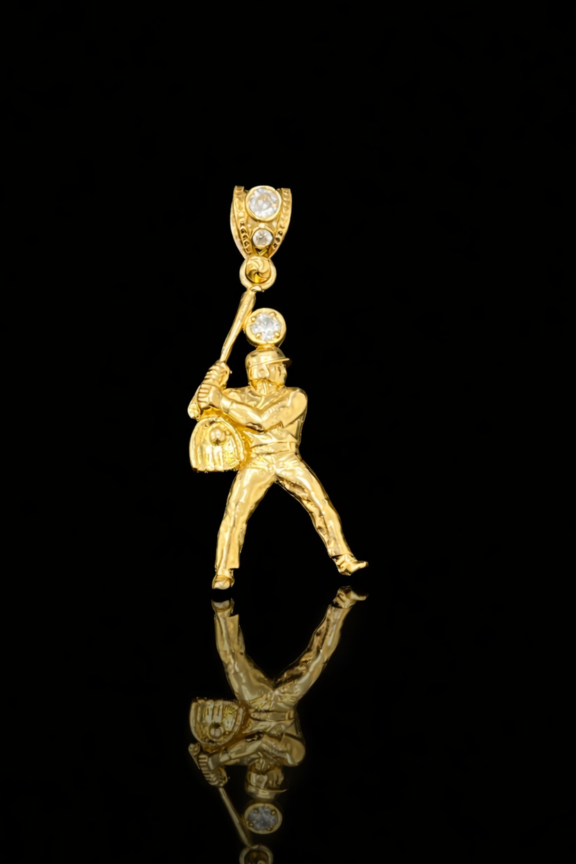Gold 10k Baseball pendant Cz