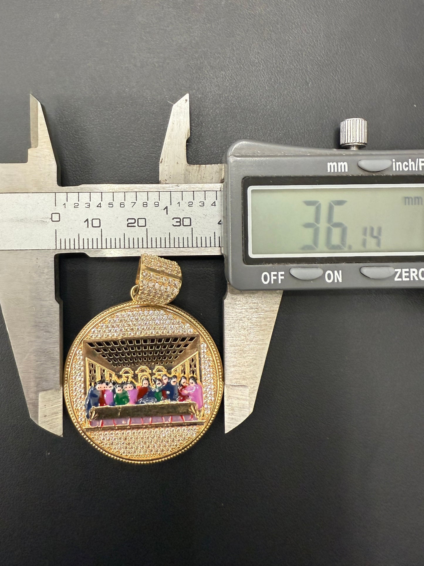 Gold 10k Last Supper Pendant Cz