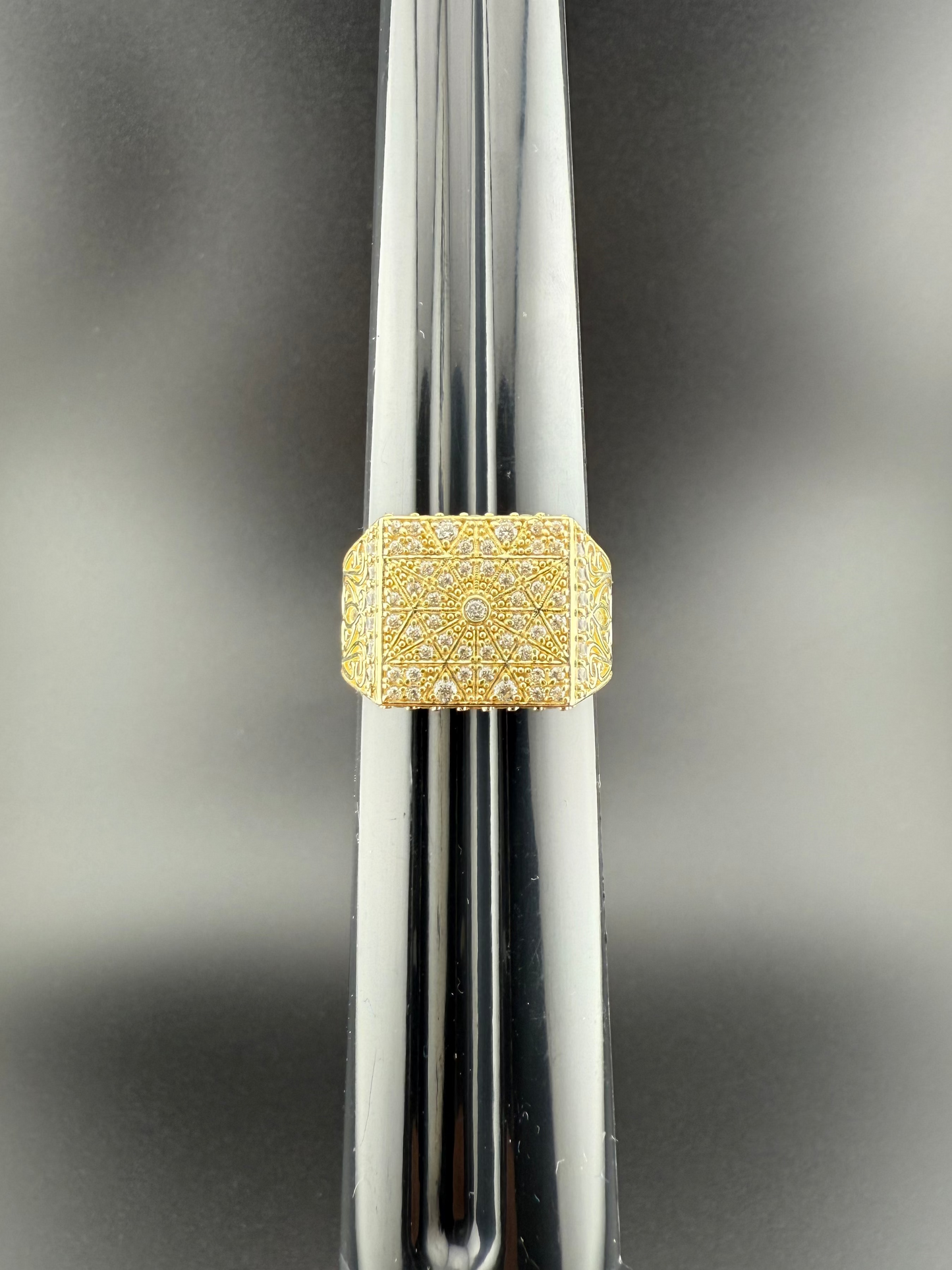 Gold 10k Fancy Cz Mens Ring