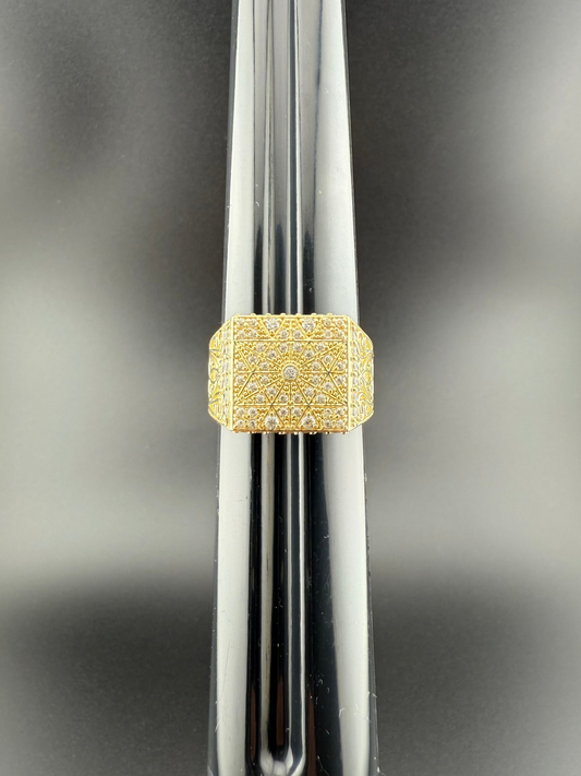 Gold 10k Fancy Cz Mens Ring