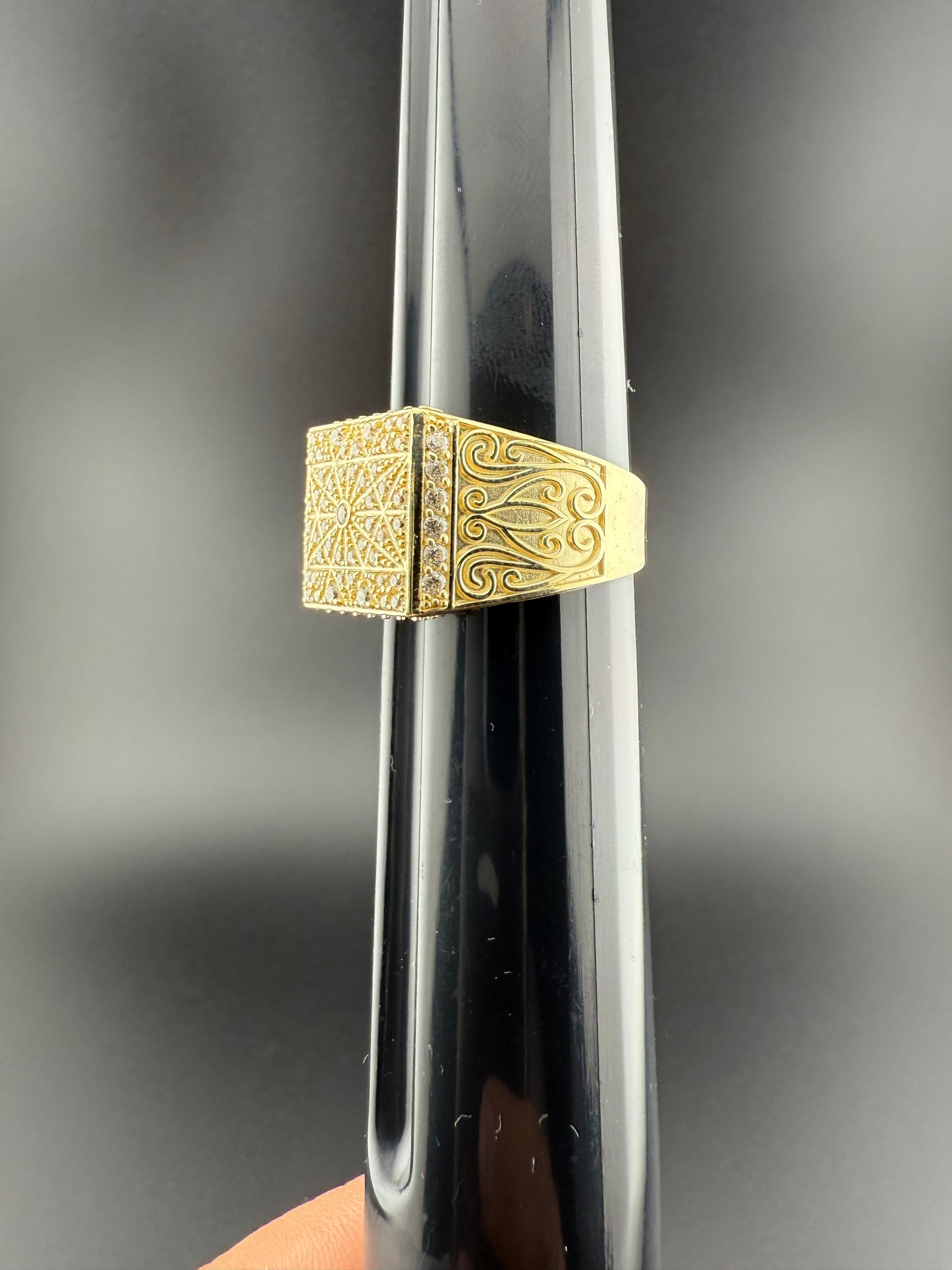 Gold 10k Fancy Cz Mens Ring