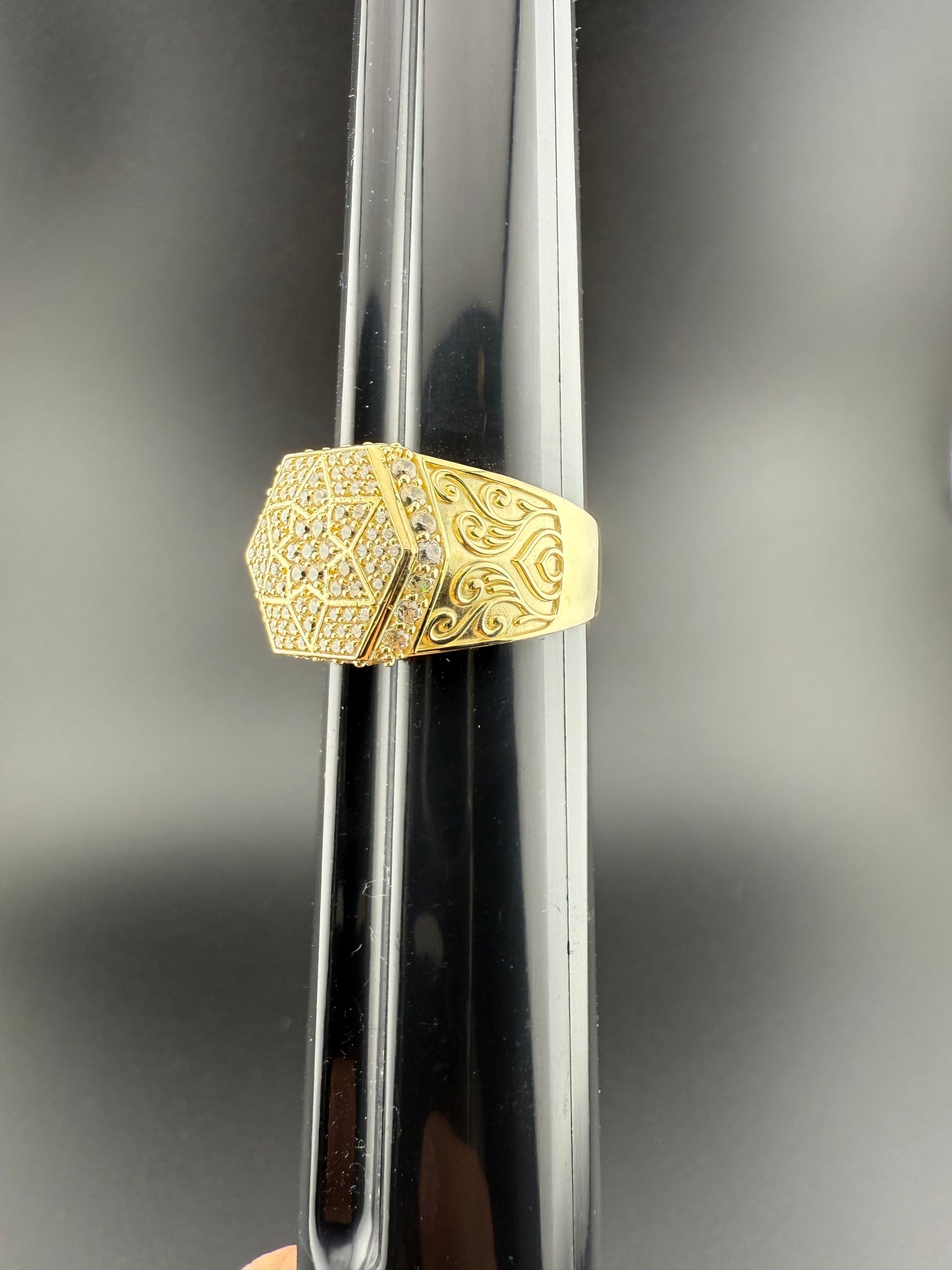 Gold 10k Mens Fancy Cz Ring