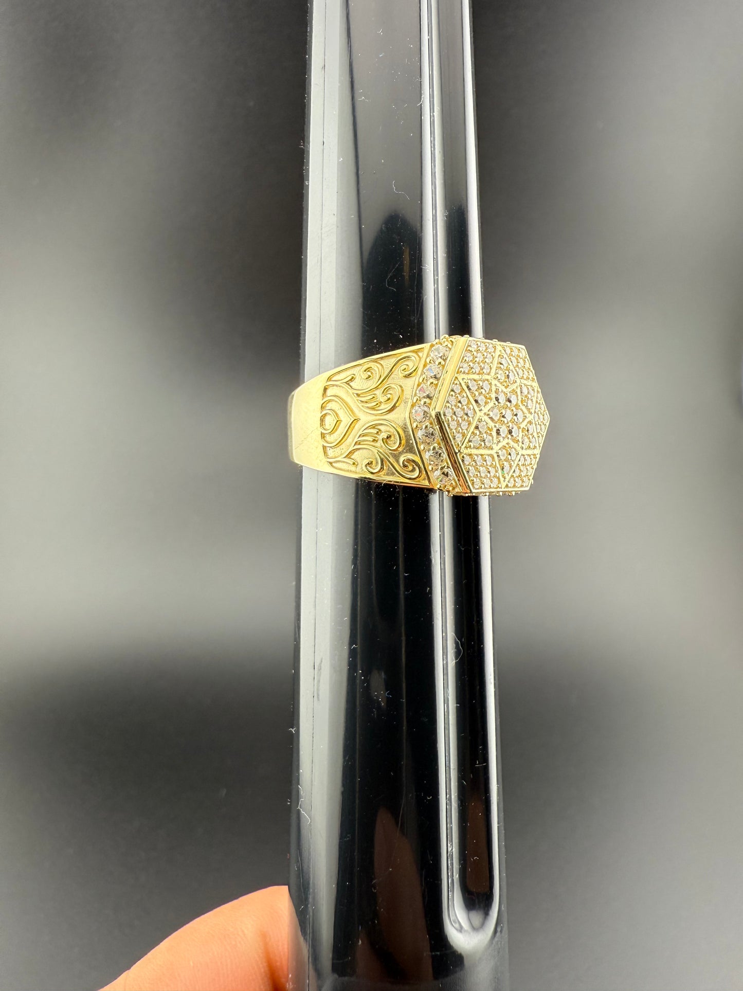 Gold 10k Mens Fancy Cz Ring