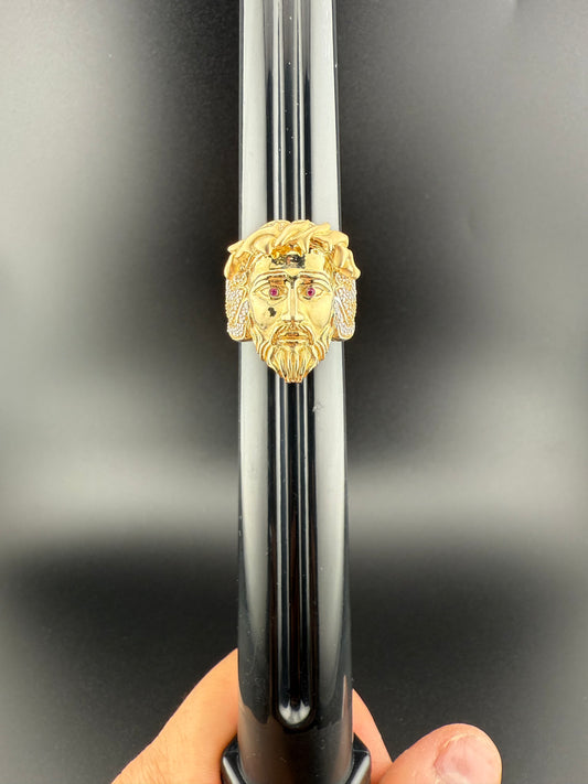 Gold 10k Jesus Ring Cz