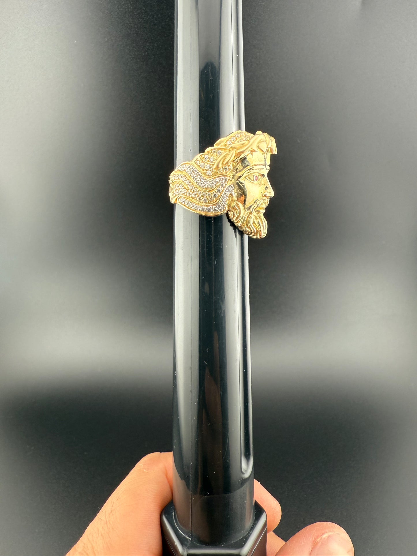 Gold 10k Jesus Ring Cz