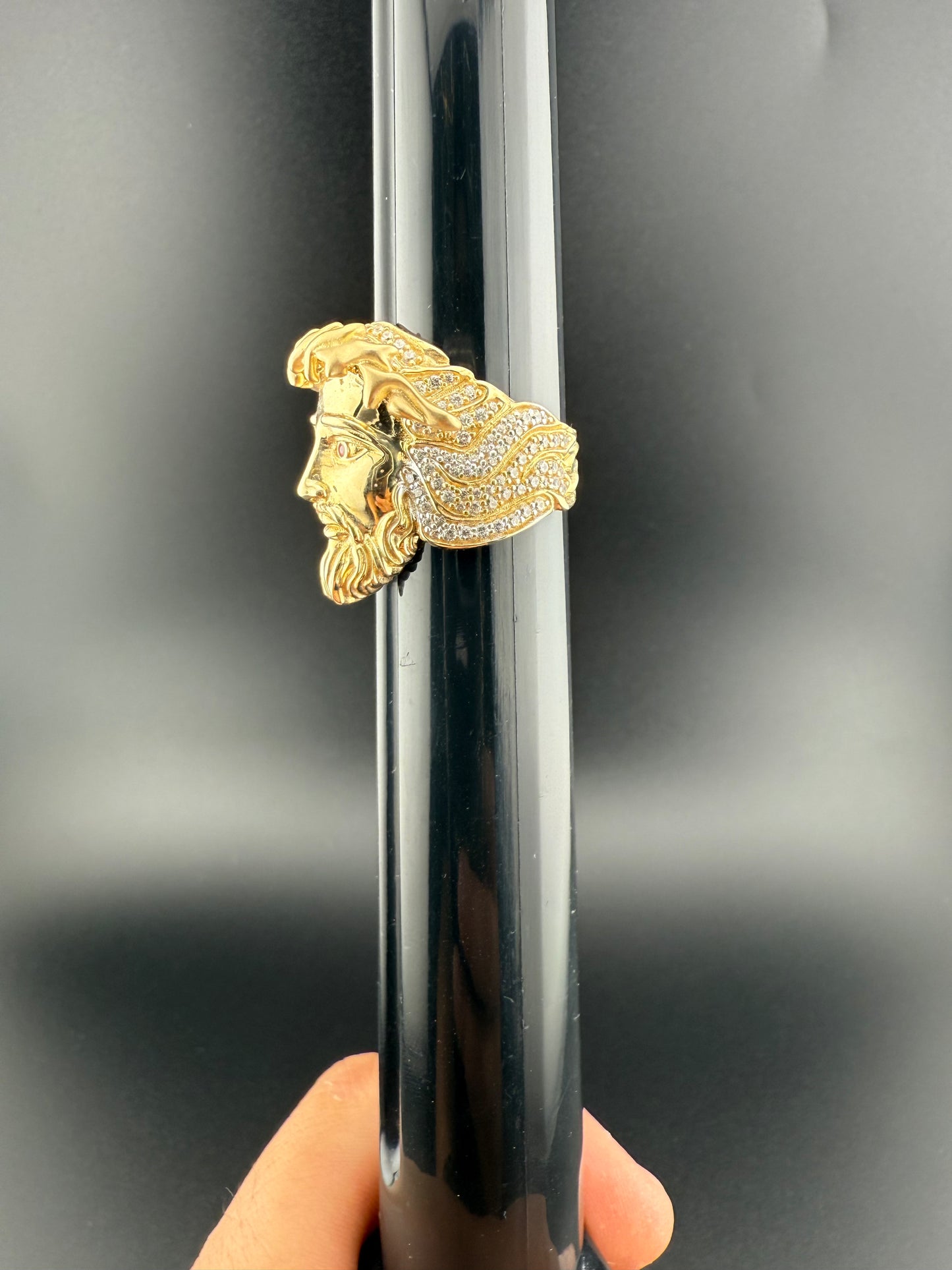 Gold 10k Jesus Ring Cz
